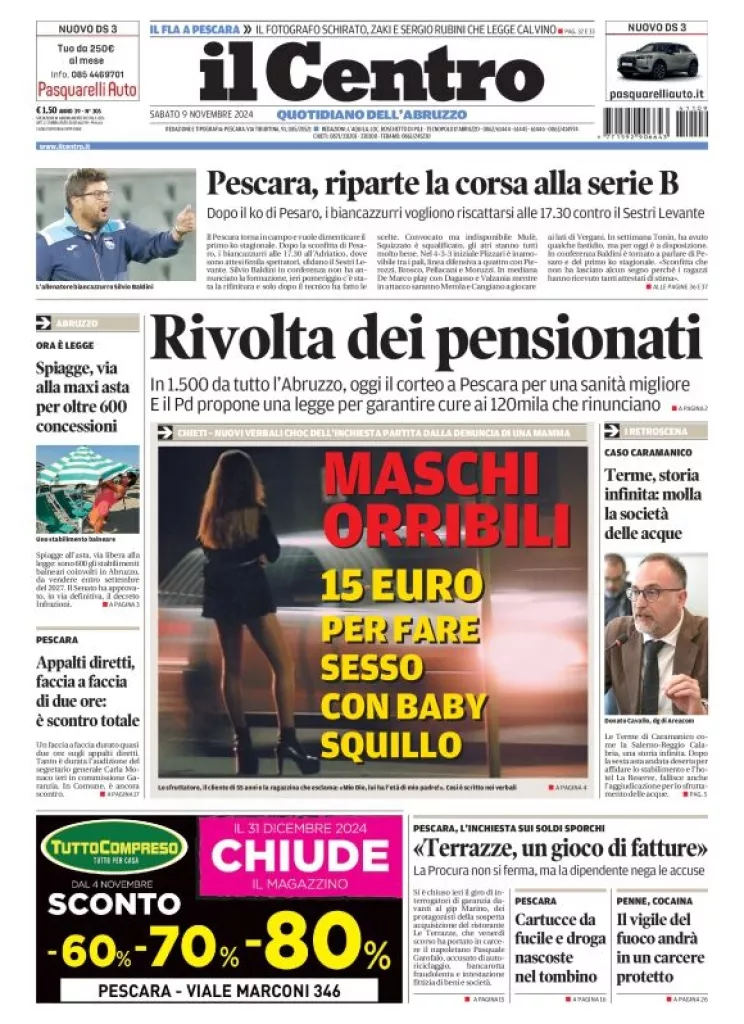 Prima-pagina-il centro-oggi-edizione-del-2024-11-09